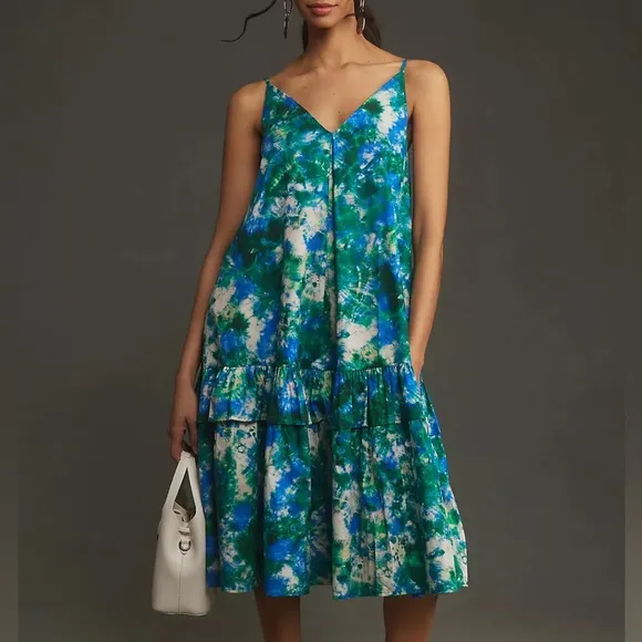 Corey Lynn Calter V-Neck Ruffle Midi Dress