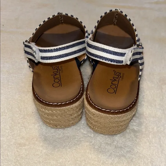 Corkys Women's Striped Sandals - Navy and White