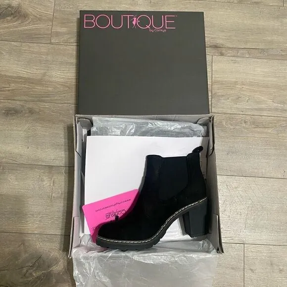 Corkys Womens Rocky Chelsea Boots Ankle Mid Heel 2-3&quot; - Black