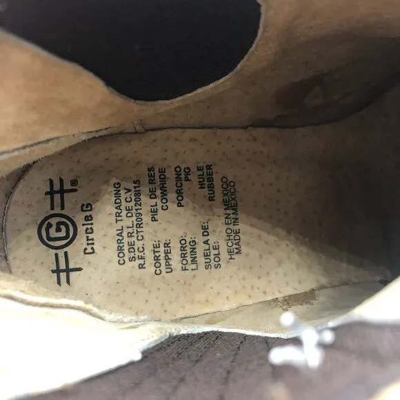 Corral Tobacco Harness &amp; Studs Round Toe Leather Ankle Boots Size 8.5 M