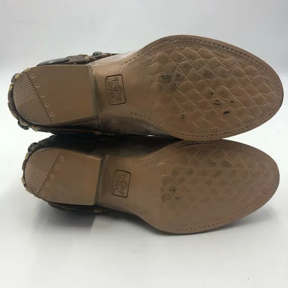 Corral Tobacco Harness &amp; Studs Round Toe Leather Ankle Boots Size 8.5 M