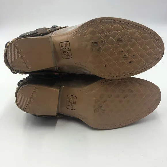 Corral Tobacco Harness &amp; Studs Round Toe Leather Ankle Boots Size 8.5 M