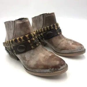Corral Tobacco Harness &amp; Studs Round Toe Leather Ankle Boots Size 8.5 M