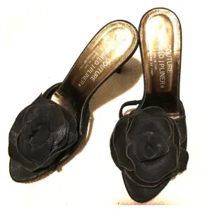 COUTURE DONALD J PLINER Rose Black Leather High Heels