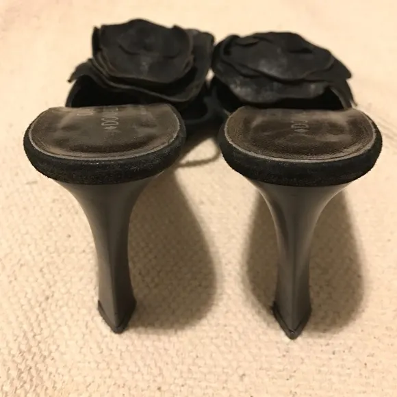 COUTURE DONALD J PLINER Rose Black Leather High Heels