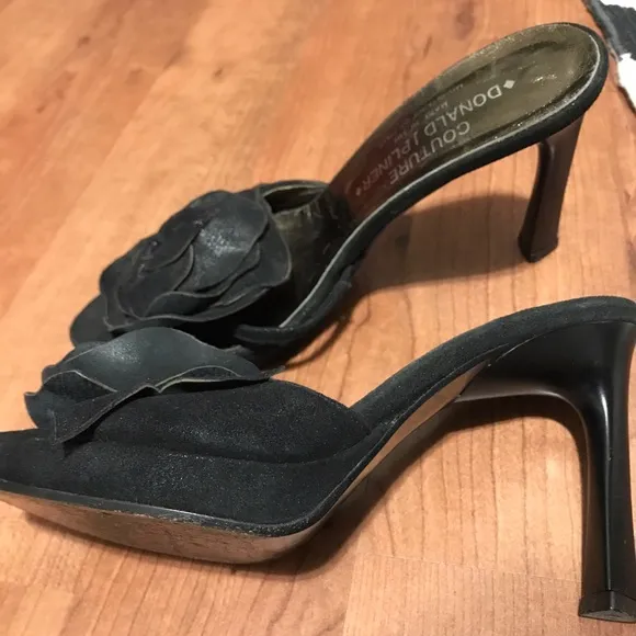 COUTURE DONALD J PLINER Rose Black Leather High Heels
