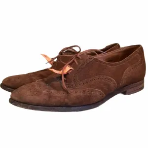 Crockett &amp; Jones Brown Suede Wingtip Oxford Shoes