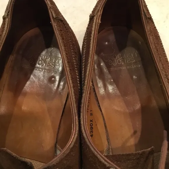 Crockett &amp; Jones Brown Suede Wingtip Oxford Shoes