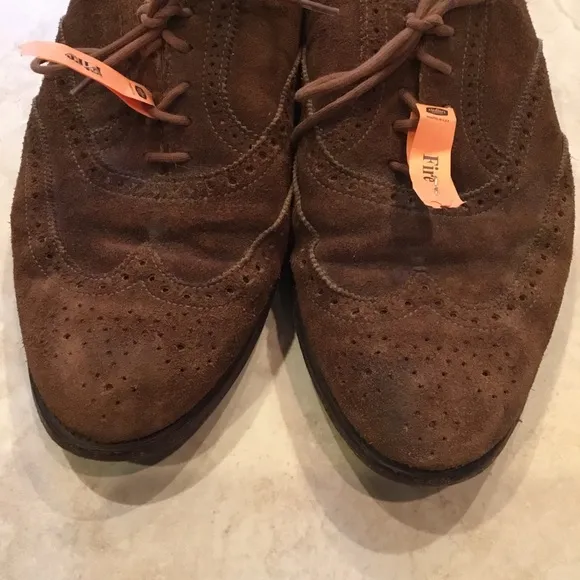 Crockett &amp; Jones Brown Suede Wingtip Oxford Shoes