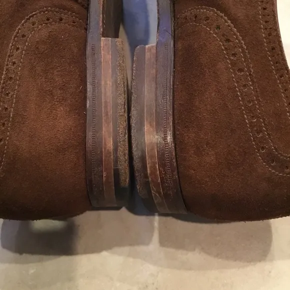Crockett &amp; Jones Brown Suede Wingtip Oxford Shoes