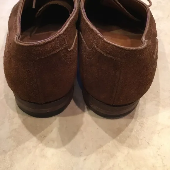 Crockett &amp; Jones Brown Suede Wingtip Oxford Shoes