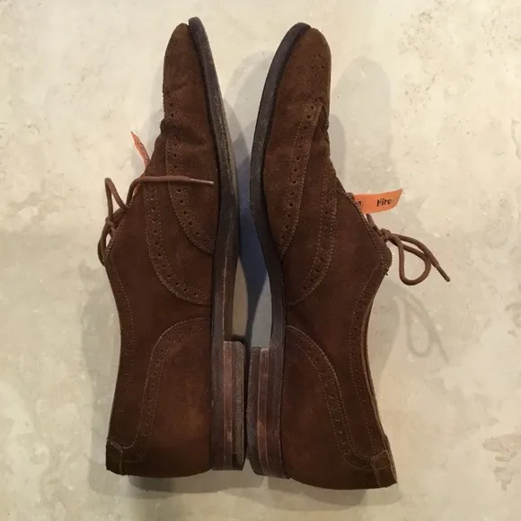 Crockett &amp; Jones Brown Suede Wingtip Oxford Shoes