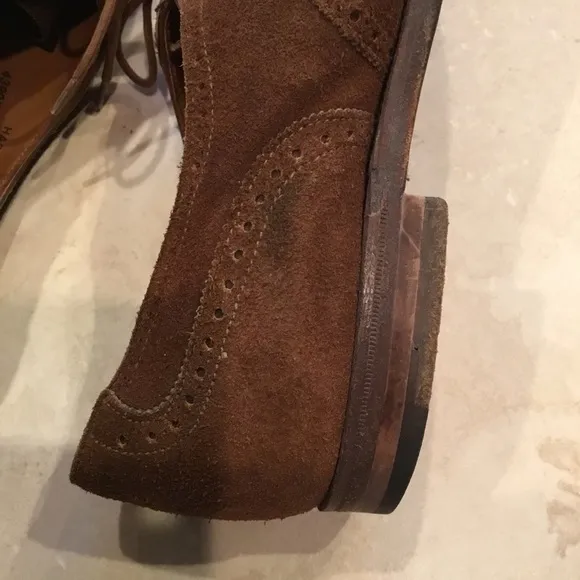 Crockett &amp; Jones Brown Suede Wingtip Oxford Shoes