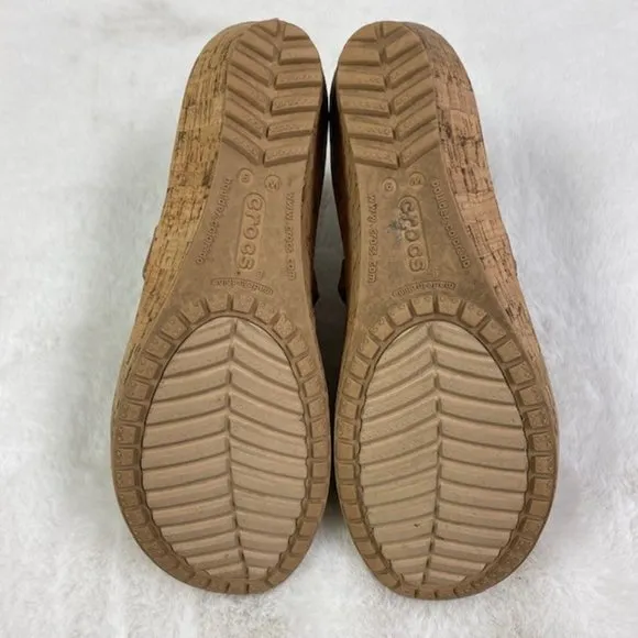 Crocs A-Leigh Mini Leather Wedge Cocoa, size 9‎