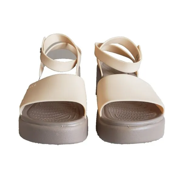 CROCS Brooklyn Ankle Strap Wedge Platform Comfort Sandal Shiitake Lady Sz 10 NEW