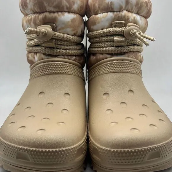 Crocs Classic Neo Puff Luxe Boots Winter Snow Chai / White Women’s Size 6 NEW