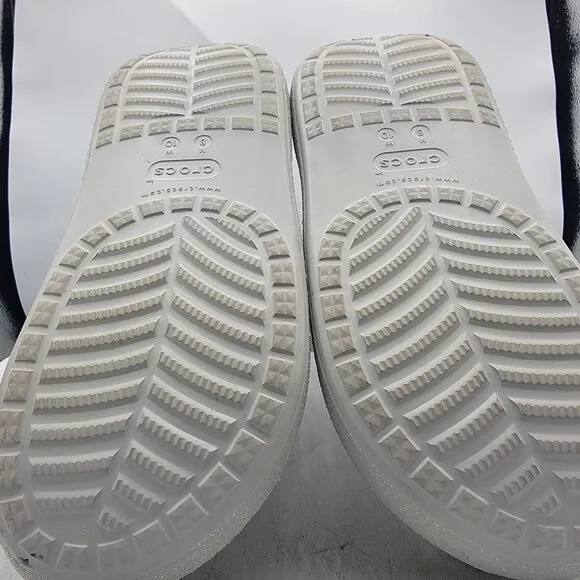 Crocs Crush Womens 10 Silver Glitter Boots Casual Comfort Walking Fashion