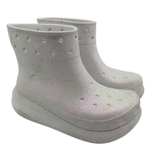 Crocs Crush Womens 10 Silver Glitter Boots Casual Comfort Walking Fashion