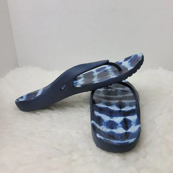 Crocs Kadee  Flip Flop Sandals Womens Size 9 Comfort Tie Dyed Blue