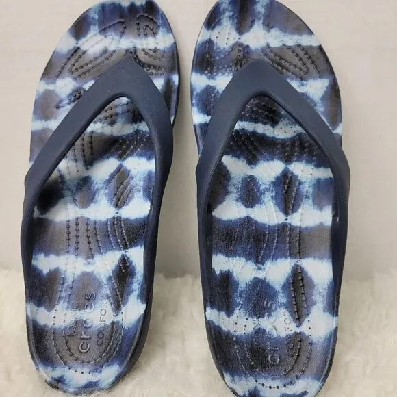 Crocs Kadee  Flip Flop Sandals Womens Size 9 Comfort Tie Dyed Blue