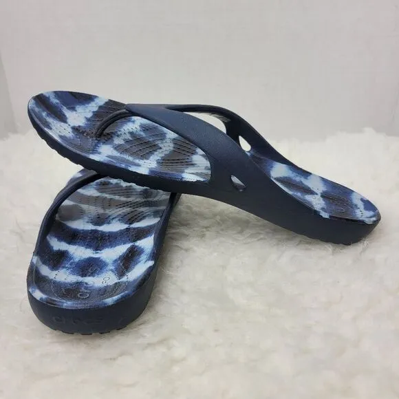 Crocs Kadee  Flip Flop Sandals Womens Size 9 Comfort Tie Dyed Blue