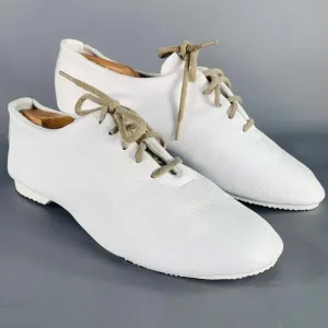 CROWN White Leather Lace-Up Shoes