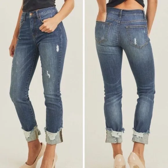 Cuffed Ankle High Waist Jeans