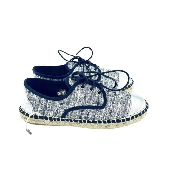 Cuplé Women's Lace Up Espadrille Shoes Silver Metallic Flats SZ 36 EU 5 US NIB