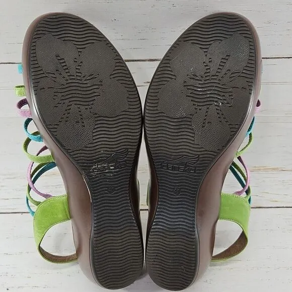 Dansko Dana Womens 41 11 Sandals Multi Pink Green Blue Teal Buckle Strap Comfort