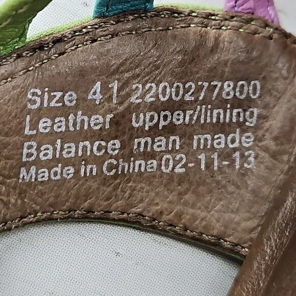 Dansko Dana Womens 41 11 Sandals Multi Pink Green Blue Teal Buckle Strap Comfort