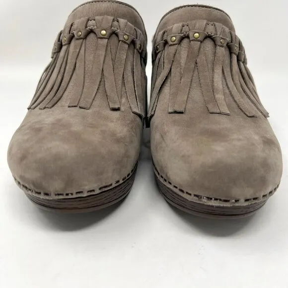 Dansko Deni Clog Mule Slip On Leather Fringe Shoes EU 42 Women’s Size 11.5-12