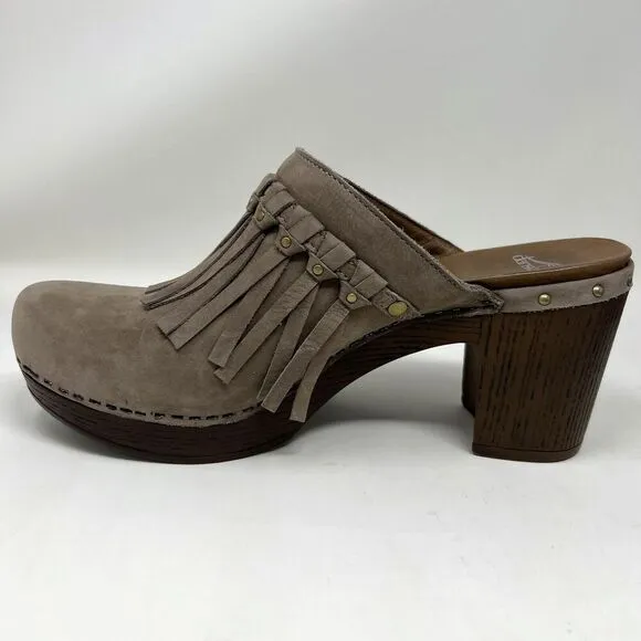 Dansko Deni Clog Mule Slip On Leather Fringe Shoes EU 42 Women’s Size 11.5-12
