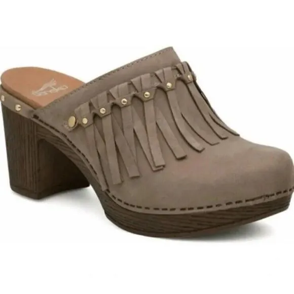 Dansko Deni Clog Mule Slip On Leather Fringe Shoes EU 42 Women’s Size 11.5-12