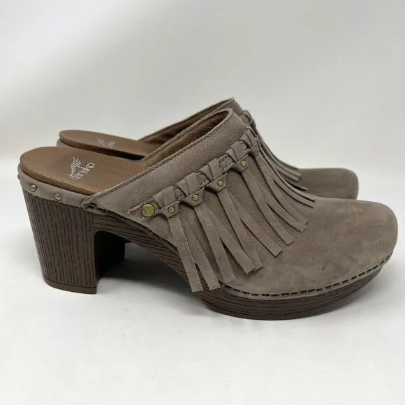 Dansko Deni Clog Mule Slip On Leather Fringe Shoes EU 42 Women’s Size 11.5-12