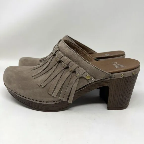 Dansko Deni Clog Mule Slip On Leather Fringe Shoes EU 42 Women’s Size 11.5-12