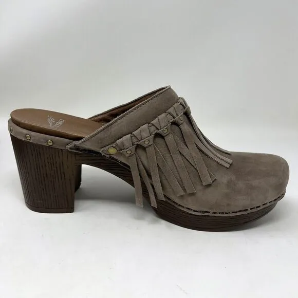 Dansko Deni Clog Mule Slip On Leather Fringe Shoes EU 42 Women’s Size 11.5-12