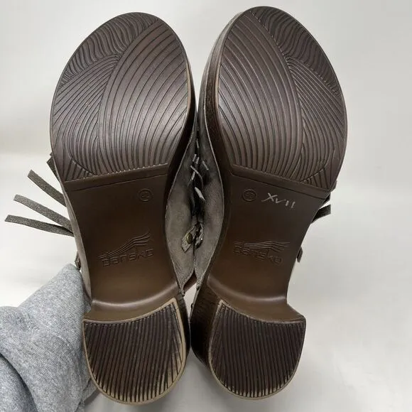 Dansko Deni Clog Mule Slip On Leather Fringe Shoes EU 42 Women’s Size 11.5-12