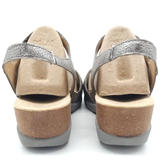 Dansko Marcy Metallic Pewter Wedge Slingback Sandals Multiple Sizes