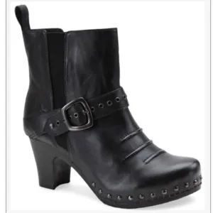Dansko Rihanna Ankle Boots Black Leather Studded Moto Chelsea Size 38/7.5