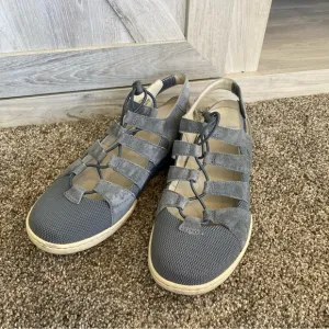 Dansko Riona Fisherman Sandals Sneakers 38 Slate Blue /Grey Bungee Laces