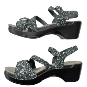 Dansko Sandi Comfort Chunky Heel Black Ankle Strap Sandals Womens Shoe 38 7.5 /8