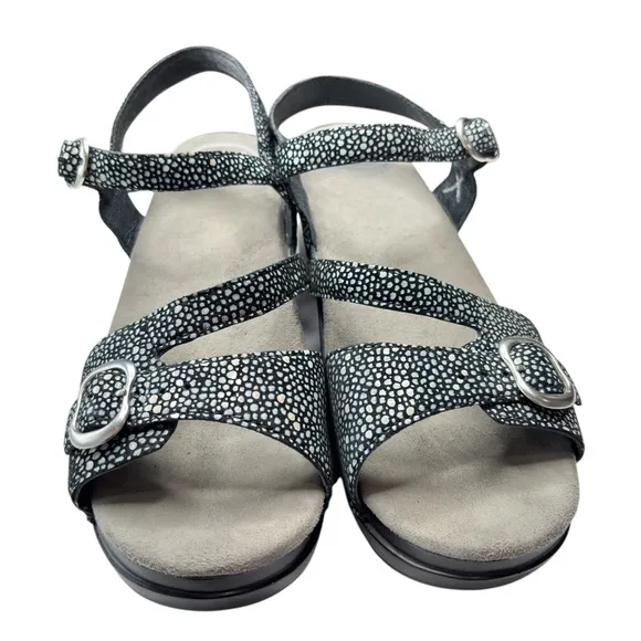 Dansko Sandi Comfort Chunky Heel Black Ankle Strap Sandals Womens Shoe 38 7.5 /8