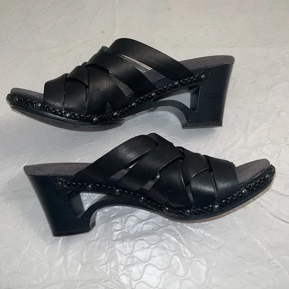 Dansko Tory black strappy heeled cutout wedge sandals size EU 39