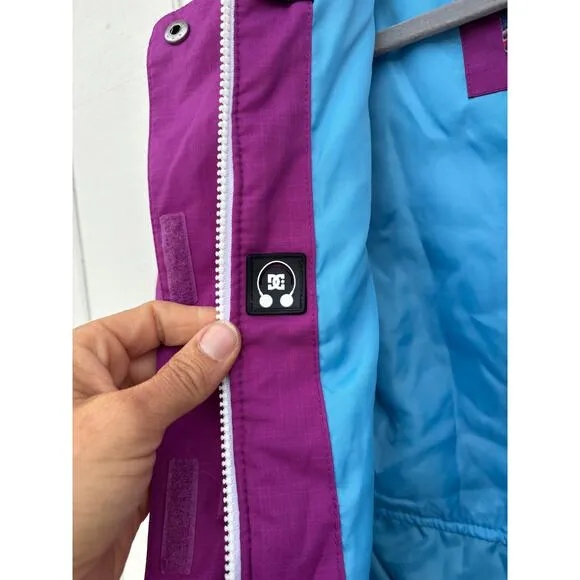 DC Shoes Girl's Ski Snowboard Jacket, Adjustable, Purple, Hooded Sz 8