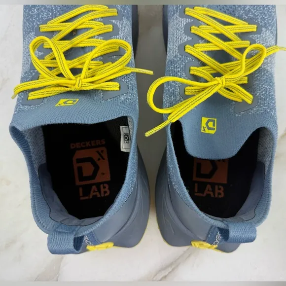 Decker X Lab Men's Teal Blue Yellow Sneakers Running Shoes, Sz 13