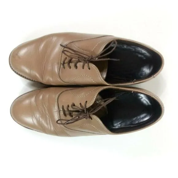 Dexter Oxford Vintage Mens Leather Shoes W646-6 Sz 8WW Dart Taupe Brown Lace Up