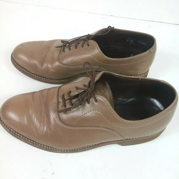 Dexter Oxford Vintage Mens Leather Shoes W646-6 Sz 8WW Dart Taupe Brown Lace Up