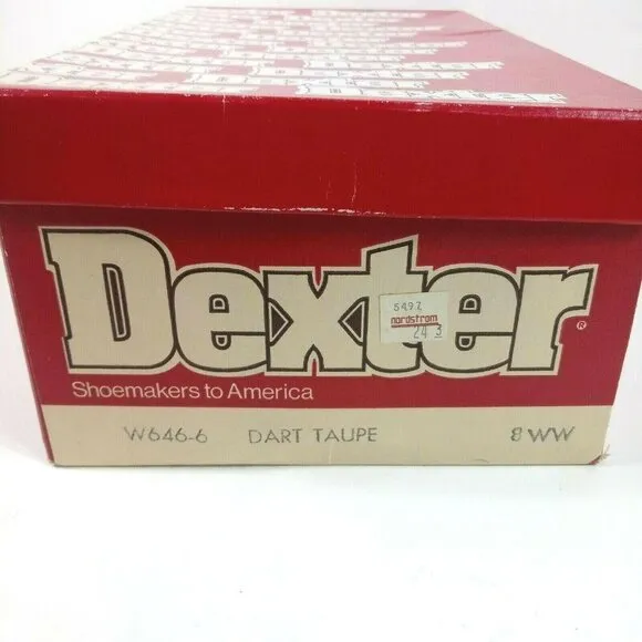 Dexter Oxford Vintage Mens Leather Shoes W646-6 Sz 8WW Dart Taupe Brown Lace Up