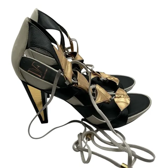 Diane von Furstenberg lace up gladiator heel Size‎ 8.5
