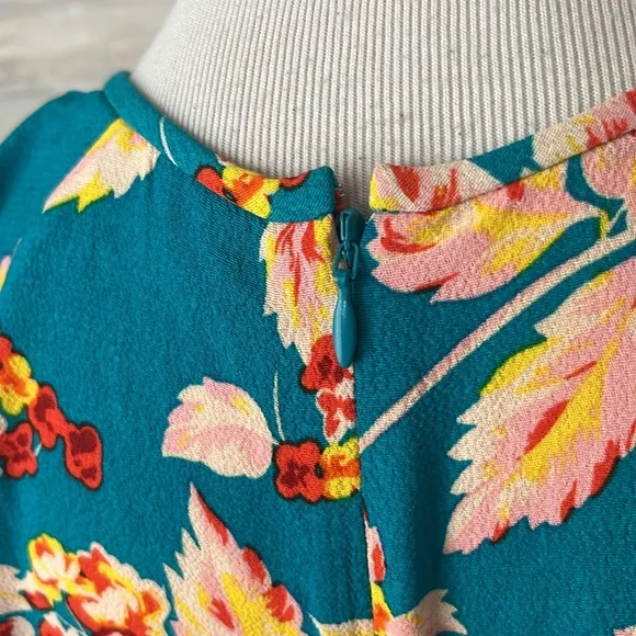 Diane Von Furstenberg “Orla” turquoise floral crepe dress